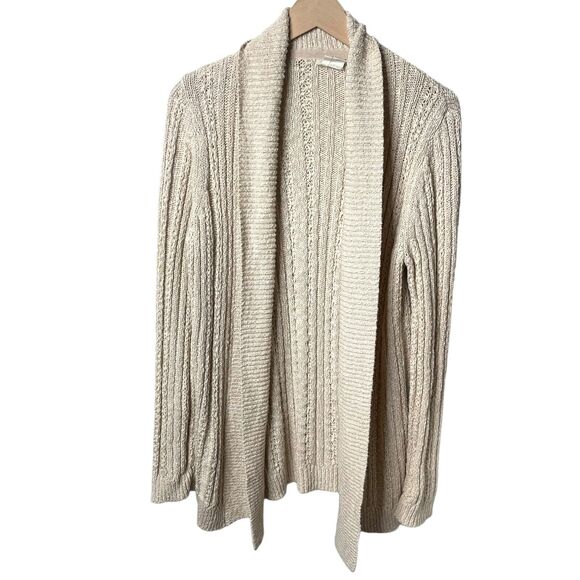 Anthropologie Chunky Cable Knit Draped Cardigan Shawl Collar Open Front Small - Picture 1 of 11